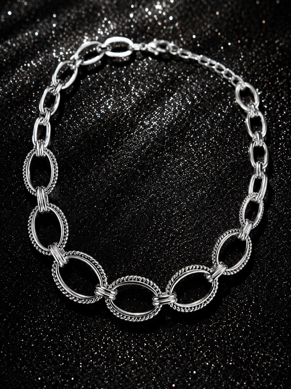 Silver Large Link Statement Necklace - Picture 3 of 3